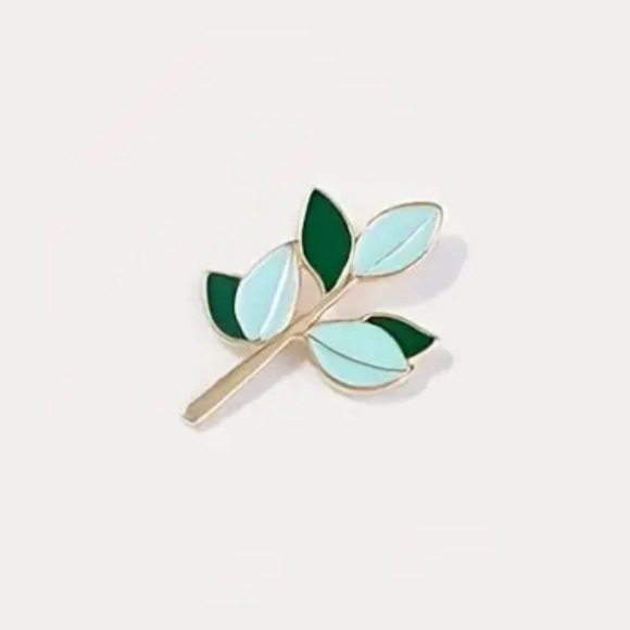 3/$15 Blue Lily Leaf Stem Floral Enameled Pin Brooch - Picture 2 of 5